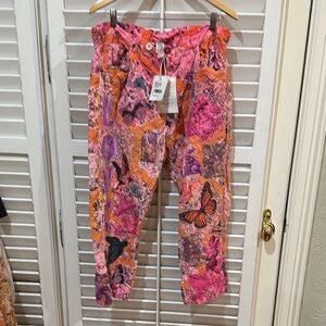 Magnolia Pearl Pink and Orange Patchwork Pants NWT